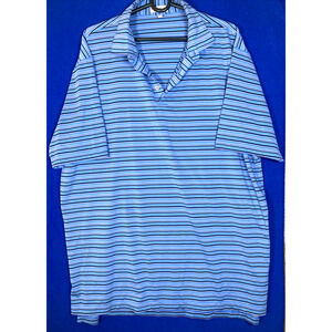 Peter Millar Summer Comfort Men’s XL Polo Shirt Striped Performance Golf Blue